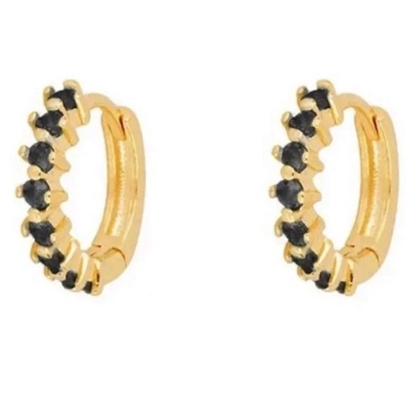 Modest Lu Jewelry - 18K Gold Textured Crystal Huggie Hoop Earrings
